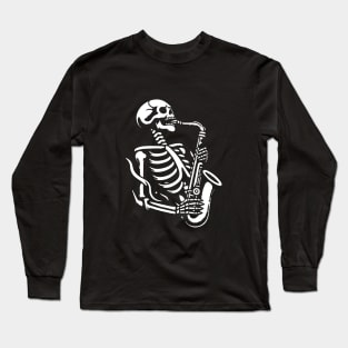 skeleton plays saxophone Long Sleeve T-Shirt